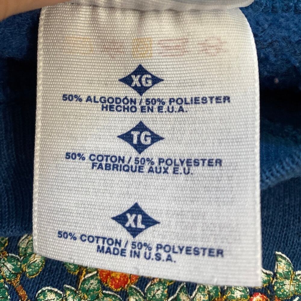 Vintage 90s Jerzees Made in USA Cat Garden Sweatshirt Blue XL - Picture 4 of 6